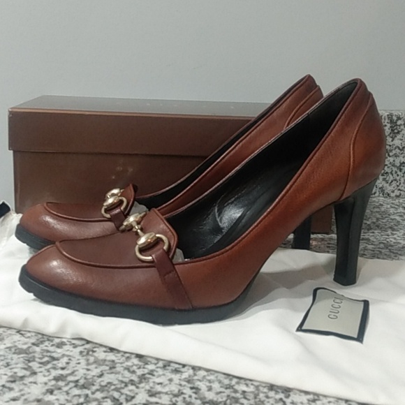 Like New, Gucci Leather Horse-bit Lug Sole Heels - Picture 15 of 16